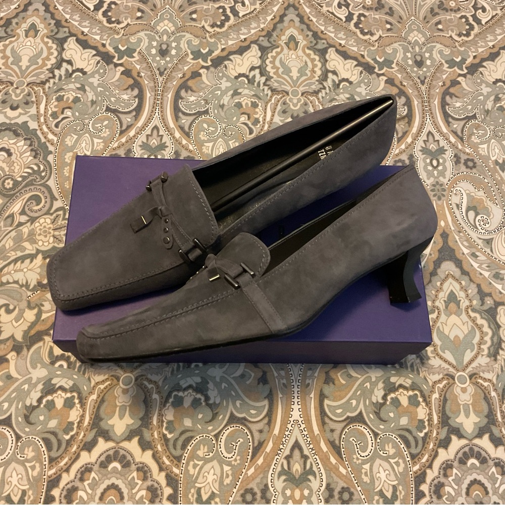 NWT Stuart Weitzman Cabinet Charcoal Suede Heels Women’s Sz 10.5 M